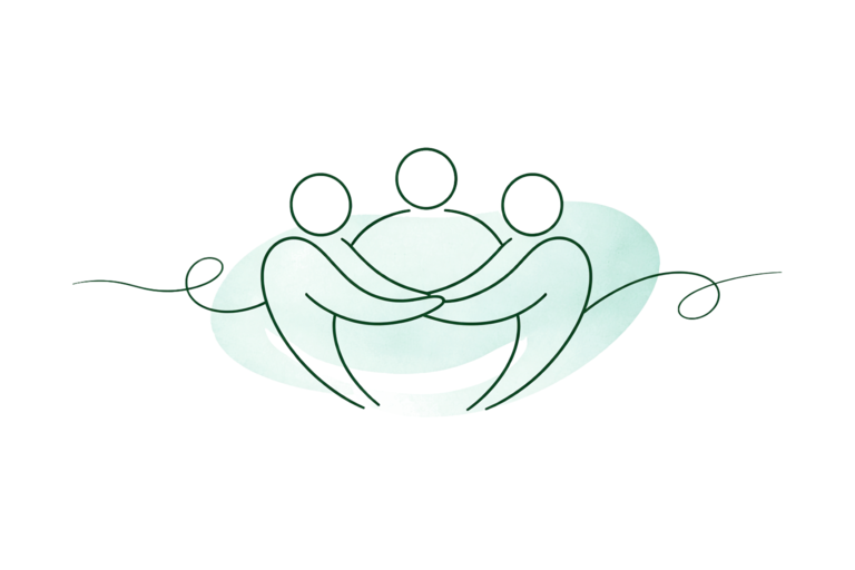 Une image avec des formes se donnant la main